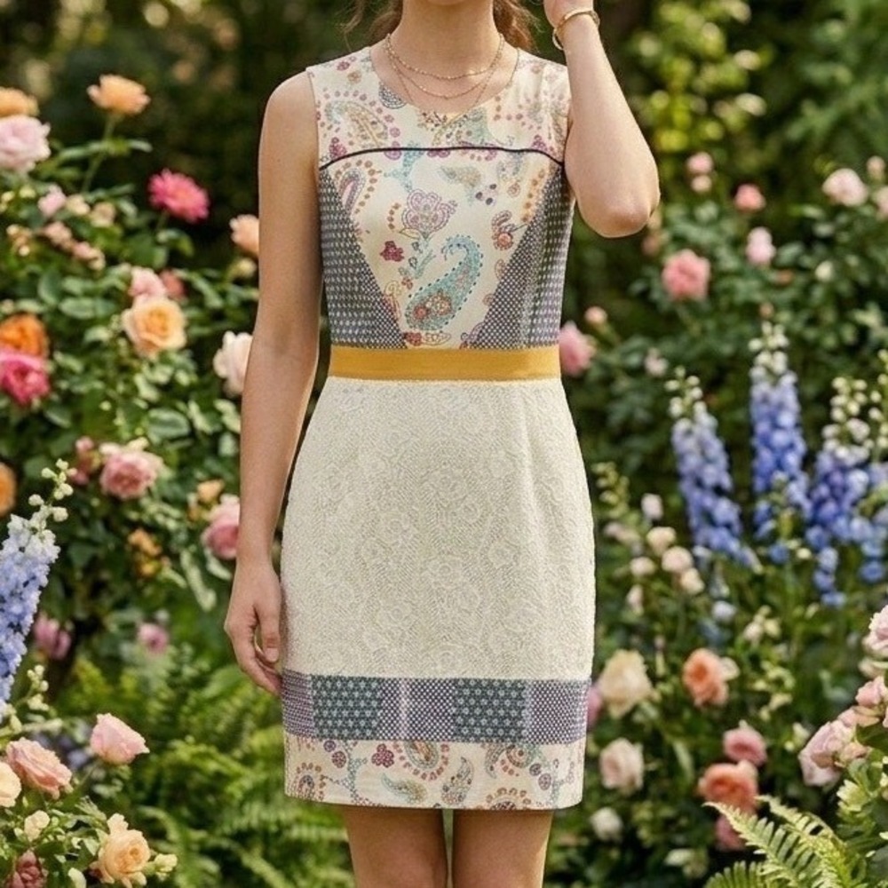 ochirly Mixed Media Paisley Lace Sheath Dress Multicolor S Autumn Wedding Guest